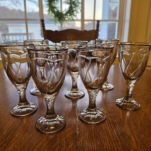 Noritake Sweet Swirl Gray Wine Goblets - Set of 7